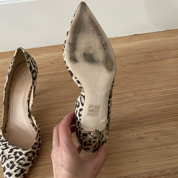 J. Crew Colette D'Orsay Safari Leopard Print Glitter Accent Pumps Size 9. - Picture 6 of 9